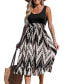 Women's Geo Smocked Waist Ruffle Hem Midi Beach Dress