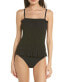 Фото #3 товара Tory Burch 273618 Women Black Costa Smocked One-piece Swimsuit Small