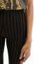 Only Tall flared trousers in black pinstripe Черный, XS - фото #5