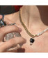ფოტო #3 პროდუქტის 18K Gold Plated Chain, Freshwater Pearls with Black Heart Charm - Kuro Necklace 17" For Women