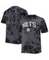 Фото #1 товара Men's Black Brooklyn Nets Big and Tall Marble Dye Tonal Performance T-shirt