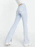 Stradivarius Tall stretch flare jean with split detail in light blue