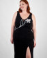 ფოტო #4 პროდუქტის Trendy Plus Size Split-Neck High-Slit Scuba Gown