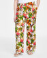 Plus Size Printed Linen Wide-Leg Pants, Created for Macy's