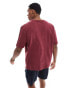 ASOS DESIGN oversized t-shirt in heavyweight 220gsm red wash with chest embroidery