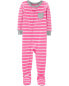 Фото #3 товара Baby 1-Piece Striped 100% Snug Fit Cotton Footie Pajamas 24M