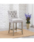 24" Linen Fabric Tufted Buttons Upholstered Wingback Counter Stool