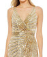 ფოტო #3 პროდუქტის Women's Sequined Faux Wrap Sleeveless Gown