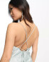 Фото #6 товара Vila Petite glam lace up back cami maxi dress in shimmer green