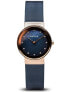 Фото #1 товара женские наручные кварцевые часы Bering Браслет стальной миланский с IP покрытием. Циферблат перламутровый синий украшен кристаллами Swarovski .Водозащита 50WR. Стекло сапфировое.