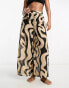 New Look marble print beach trousers in black pattern