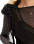 Фото #6 товара NA-KD x Julieta Padros sheer rose detail long sleeve top in black