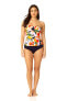 Фото #2 товара Anne Cole Twist Front Shirred Bandeau Tankini Swim Top, Palm Party Size L 306465