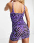 Фото #2 товара South Beach mesh beach dress in purple animal print