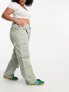 Фото #1 товара ASOS DESIGN Curve wide leg cargo jean in sage