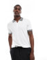 French Connection stripe collar polo in white