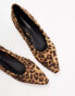 Glamorous ruched pointed toe ballet flats in leopard print