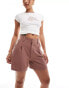 Фото #1 товара ASOS DESIGN relaxed dad short with linen in brown