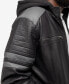 Фото #3 товара Men's Grainy Polyurethane Leather Hooded Jacket with Faux Shearling Lining
