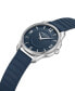 ფოტო #5 პროდუქტის Men's Quartz Classic Silver-Tone Stainless Steel and Blue Silicone Watch 42mm Gift Set, 2 Pieces