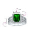 Art Deco Style 3CT Rectangle AAA CZ Green Emerald Cut Halo Engagement Ring For Women Wide Band .925 Sterling Silver