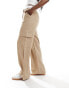 Фото #5 товара Miss Selfridge turnback waistband soft touch cargo trouser in stone