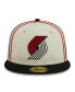 Men's Cream/Black Portland Trail Blazers Piping 2-Tone 59FIFTY Fitted Hat Cream, Black, 7 - фото #3