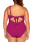 Becca Etc Women's Plus Size Asymmetrical-Neck One Piece Swimsuit Purple Size 0X