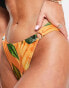 Figleaves hipster bikini bottom with ring detail in rust tropical print