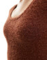 Фото #3 товара ASOS DESIGN crop jumper with scoop neck in fluffy yarn in toffee co-ord