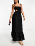 The Frolic emerald cut out maxi summer dress in black