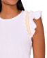 Фото #3 товара Women's Contrast-Trim Ruffle-Sleeve Cotton Top