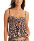 Фото #3 товара Women's Beach Cheetah-Print Bandeau-Neck Tankini Top, Created for Macy's