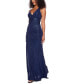 Фото #4 товара Juniors' Glitter-Knit Plunge-Neck Side-Slit Gown