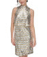 Petite Sequined Blouson Halter Dress