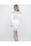 Women's Bridal Off-The-Shoulder Lace Trim The Hair and Makeup Robe