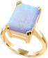 Фото #1 товара Lab-Grown Opal Emerald-Cut Statement Ring in 14k Gold-Plated Sterling Silver