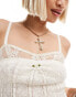 Фото #2 товара Emory Park pointelle cami crop top in off white with rose and lace detailing co-ord