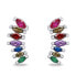 Unmissable silver earrings with colored zircons EA722WRBW