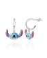 ფოტო #1 პროდუქტის Stitch Silver Plated Enamel Charm Hoop Earrings