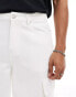 Фото #4 товара ASOS DESIGN longer length denim jorts with cargo detail and raw hem in white