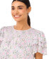 Women's Floral Smocked Yoke Flutter Sleeve Top