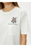 U Yaka Ekru Kadın T-Shirt 4SAL10173IK