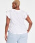 ფოტო #2 პროდუქტის Trendy Plus Size Flutter-Sleeve Crewneck T-Shirt, Created for Macy's