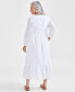 Фото #4 товара Petite Cotton Tiered Eyelet Midi Dress, Created for Macy's