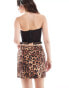 Фото #2 товара Miss Selfridge tailored pelmet mini skirt in animal