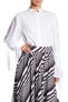 TOV 161517 Women's Long Pleated Tie-Sleeve Blouse Cotton Blend White Sz. 42