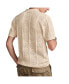 Men's Crochet Camp Collar Short Sleeve Shirt