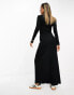 ASOS DESIGN column ribbed maxi dress with crew neck in black