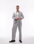 Topman wide leg linen blend suit trouser in grey Серый, W32 Short - фото #1